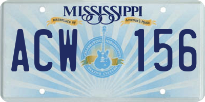 MS license plate ACW156