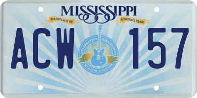 MS license plate ACW157