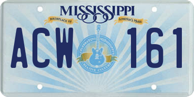 MS license plate ACW161