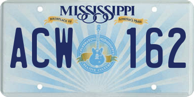 MS license plate ACW162