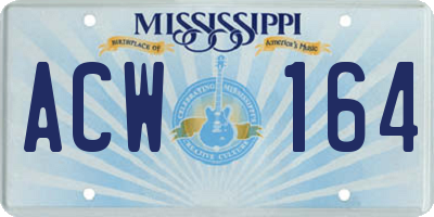 MS license plate ACW164