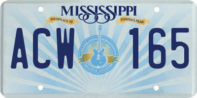 MS license plate ACW165