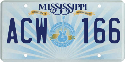 MS license plate ACW166