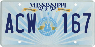 MS license plate ACW167