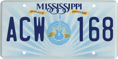 MS license plate ACW168