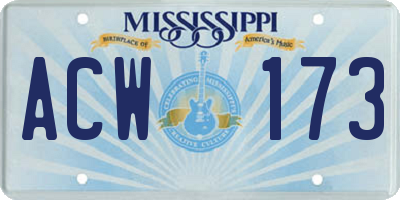 MS license plate ACW173