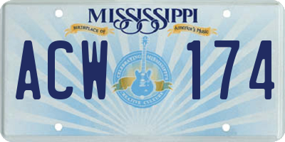 MS license plate ACW174