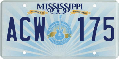 MS license plate ACW175