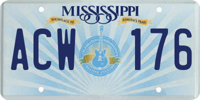 MS license plate ACW176