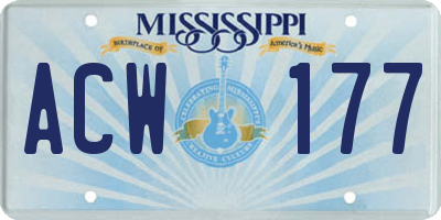 MS license plate ACW177