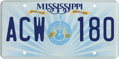 MS license plate ACW180