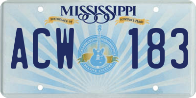 MS license plate ACW183