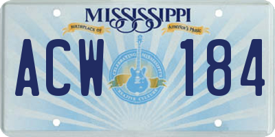 MS license plate ACW184