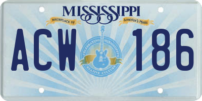 MS license plate ACW186