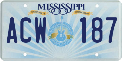 MS license plate ACW187