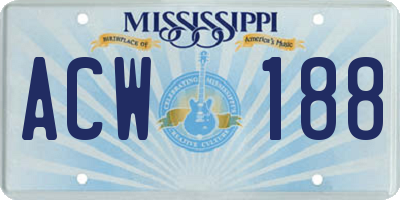MS license plate ACW188