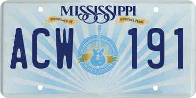 MS license plate ACW191