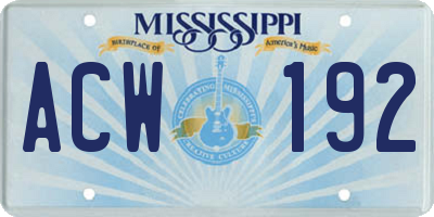 MS license plate ACW192