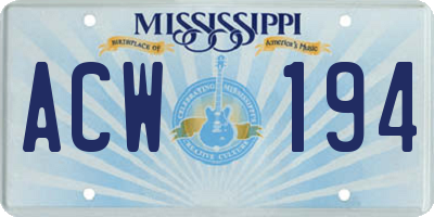 MS license plate ACW194