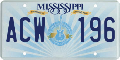 MS license plate ACW196