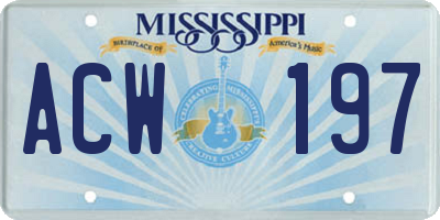 MS license plate ACW197