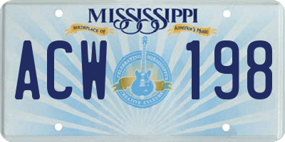 MS license plate ACW198
