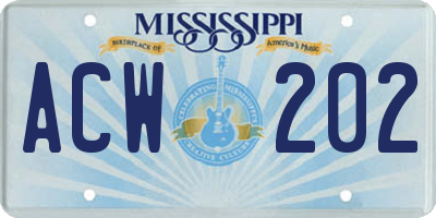 MS license plate ACW202
