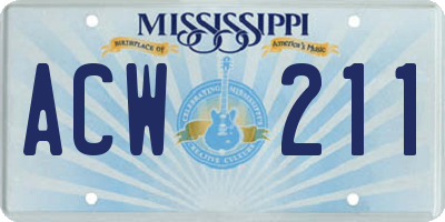 MS license plate ACW211