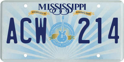 MS license plate ACW214