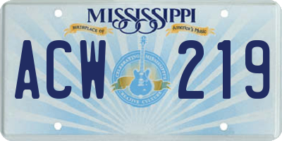 MS license plate ACW219