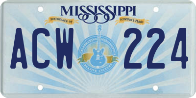 MS license plate ACW224