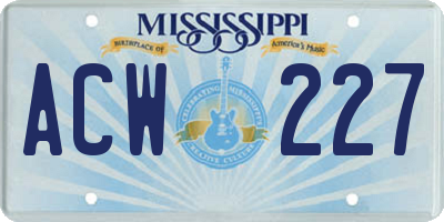 MS license plate ACW227