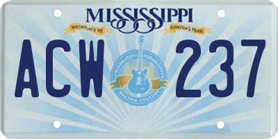 MS license plate ACW237