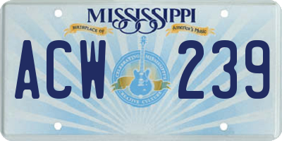MS license plate ACW239