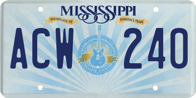 MS license plate ACW240