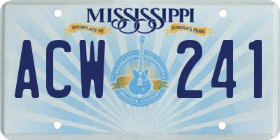 MS license plate ACW241