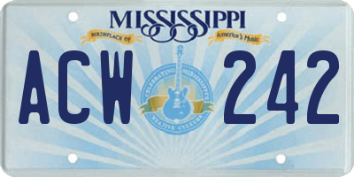 MS license plate ACW242