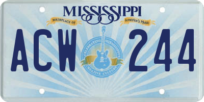 MS license plate ACW244