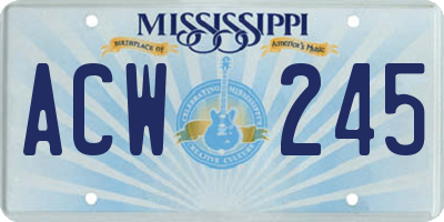 MS license plate ACW245