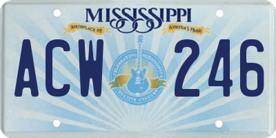 MS license plate ACW246