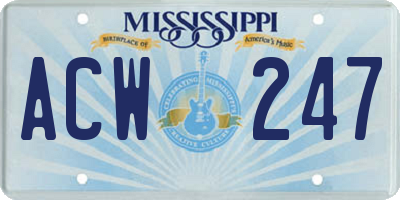 MS license plate ACW247