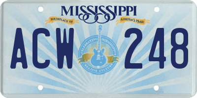 MS license plate ACW248