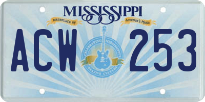 MS license plate ACW253