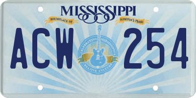 MS license plate ACW254