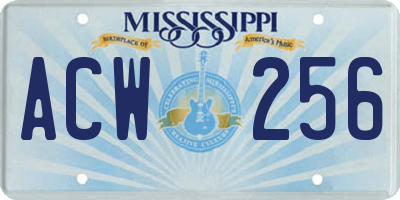 MS license plate ACW256