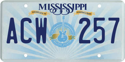 MS license plate ACW257