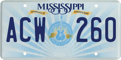 MS license plate ACW260