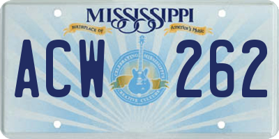 MS license plate ACW262