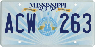 MS license plate ACW263