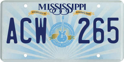 MS license plate ACW265